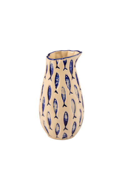 Karaffe 50 cl mit Relief-Dekor Thalassios Weiß Blau