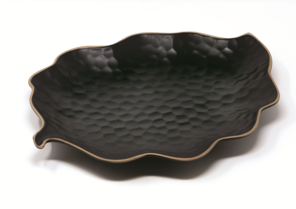 Platte Blattform 28x11 cm Kypseli Schwarz Matt
