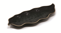 Platte Blattform 34,5x13 cm Kypseli Schwarz Matt