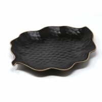 Platte Blattform 22x17 cm Kypseli Schwarz Matt