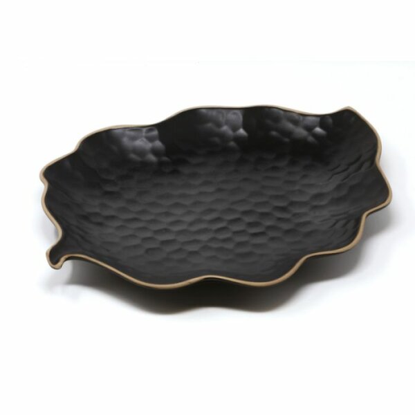 Platte Blattform 28x21,5 cm Kypseli Schwarz Matt