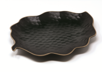 Platte Blattform 34,5x26,5 cm Kypseli Schwarz Matt