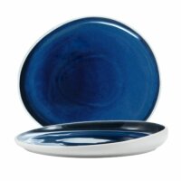 Teller flach 30,5x28 cm Abyssos Matt Weiß Blau