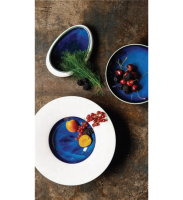 Pastateller Ø24 cm / Innen Ø12,5 cm Abyssos Matt Weiß Blau