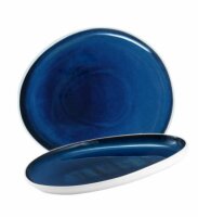 Platte Tropfenform 32,5x18,5 cm Abyssos Matt Weiß Blau