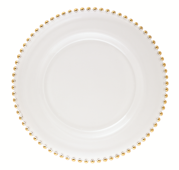 Teller flach Ø27 cm Helios Gold Perlrand