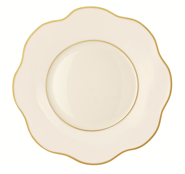 Teller flach Ø26,5 cm Anemone Weiß mit Goldrand